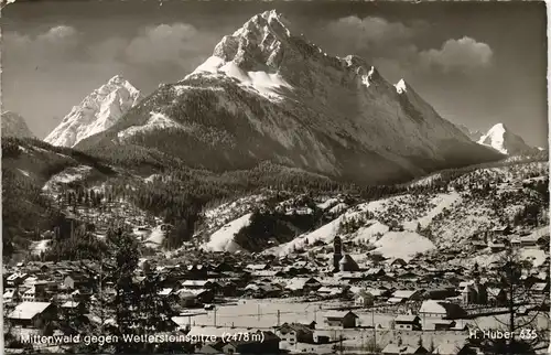Ansichtskarte Mittenwald Mittenwald gegen Wettersteinspitze (2478m) 1952