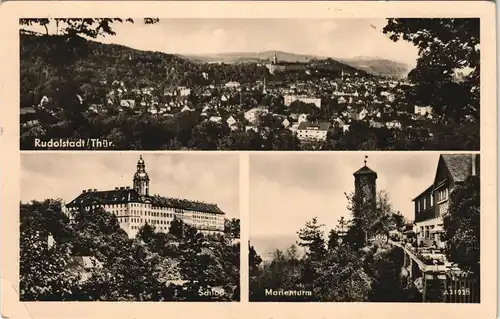 Ansichtskarte Rudolstadt DDR Mehrbildkarte mit 3 Foto-Ansichten 1960
