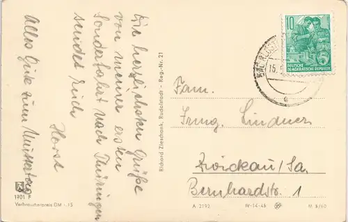 Ansichtskarte Rudolstadt DDR Mehrbildkarte mit 3 Foto-Ansichten 1960