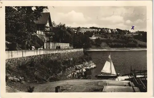 Ansichtskarte Saalburg-Ebersdorf (Saale) Partie am Strandweg DDR AK 1954/1953