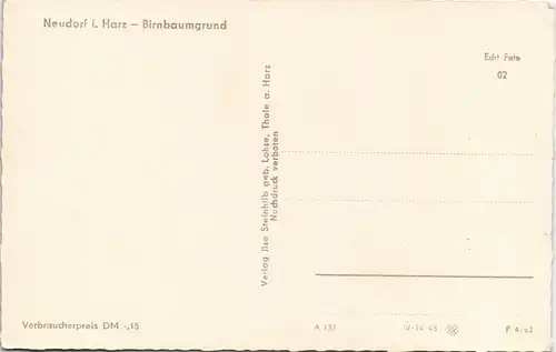 Ansichtskarte Neudorf (Harz) Partie im Birnbaumgrund DDR AK 1962