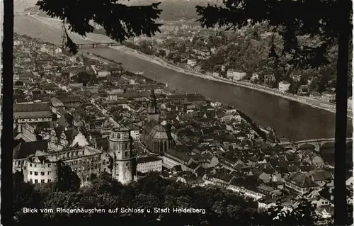 Ansichtskarte Heidelberg Blick Rindenhäuschen auf Schloss u. Stadt 1966