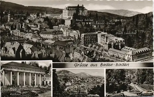 Ansichtskarte Baden-Baden Gruss-Aus-Mehrbild-AK mit 4 Foto-Ansichten 1960
