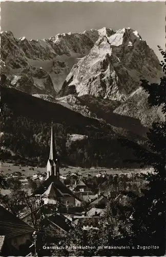 Garmisch-Partenkirchen Panorama mit Waxenstein u. Zugspitze 1962