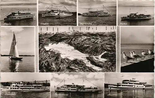 Ansichtskarte  Bodensee Dampfer, Fahrgastschiffe, Fähren Mehrbildkarte 1962