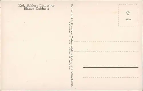 Ansichtskarte Linderhof-Ettal Kgl. Schloss Linderhof - Blaues Kabinett 1914