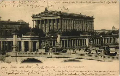 Ansichtskarte Berlin Partie mit Friedrichsbrücke a.d. Nationalgalerie 1904