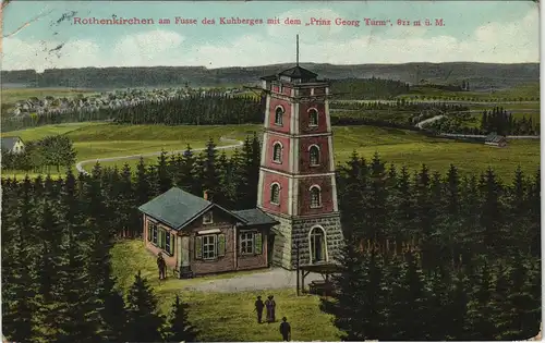 Stützengrün Kuhberg: Prinz Georg Turm, Blick auf Rothenkirchen 1908