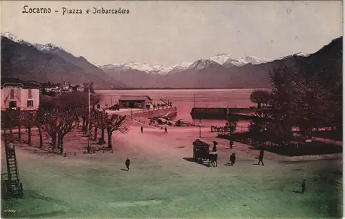 Ansichtskarte Locarno Piazza e Imbarcadero 1913