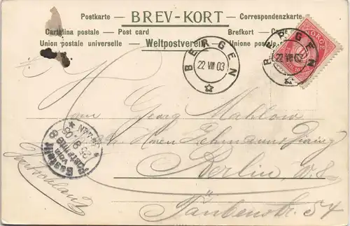 Norwegen Allgemein Norge Norway Norwegen - Dampfer Künstlerkarte 1903