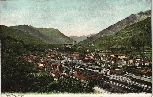Ansichtskarte Bellinzona Stadt und Fabrik 1911