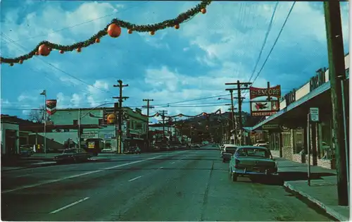 Cloverdale Citrus Fair decorations over main street, Autos Cars 1960