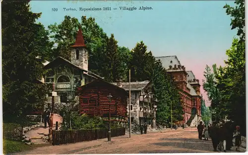 Cartoline Turin Torino Esposizione 1911 - Villaggio Alpino. 1911