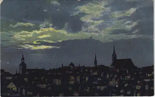 Ansichtskarte Bautzen Budyšin Stadt bei Nacht - Stimmungsbild 1910