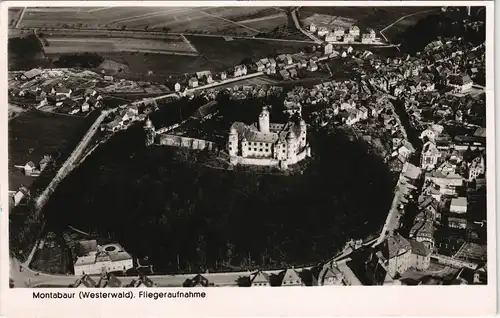 Ansichtskarte Montabaur Luftaufnahme Fliegeraufnahme Stadt & Schloss 1953