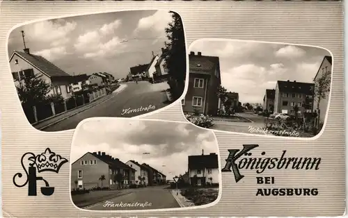 Königsbrunn b. Augsburg Mehrbild-AK Kornstrasse, Nebelhornstrasse1963