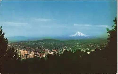 Postcard Portland PORTLAND AND MOUNT HOOD Panorama USA Oregon 1970