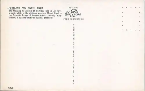 Postcard Portland PORTLAND AND MOUNT HOOD Panorama USA Oregon 1970