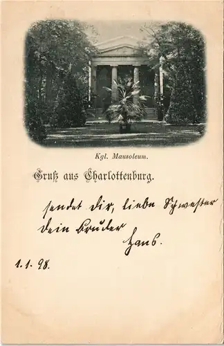 Ansichtskarte Charlottenburg-Berlin Mausoleum 1898