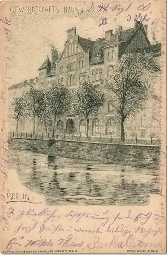 Ansichtskarte Berlin Gewerkschaftshaus - Federzeichnung 1907