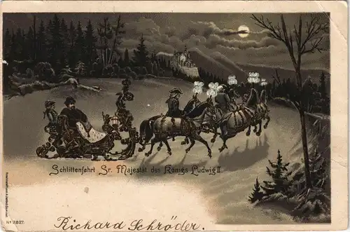 Schwangau Schlittenfahrt Sr. Majestät des Königs Ludwig II. bei Mondschein 1899