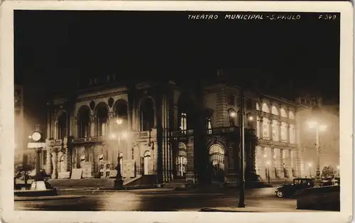 Postcard Sao Paulo THEATRO MUNICIPAL bei Nacht 1938