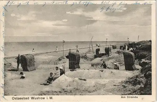Ansichtskarte Ostseebad Wustrow (Fischland) Am Strande - Strandkörbe 1925