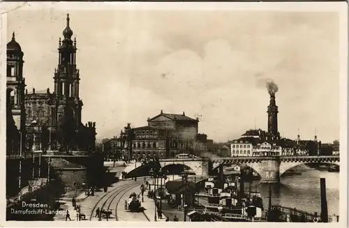 Ansichtskarte Dresden Dampferlandeplatz Fernheizkraftwerk in betrieb 1935