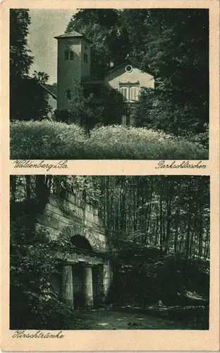 Ansichtskarte Waldenburg (Sachsen) 2 Bild Hirschtränke, Parkschlößchen 1929