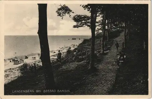 Ansichtskarte Bansin-Heringsdorf Usedom Strand - Partie am Langenberg 1927