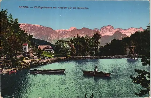 Bozen Bolzano Wolfsgrubensee mit Aussicht auf die Dolomiten. 1912