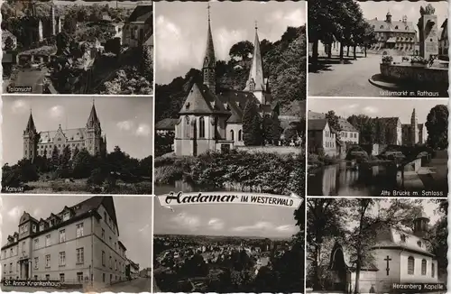 Hadamar Mehrbild-AK mit Konvikt, Krankenhaus, Herzenberg Kapelle uvm. 1955