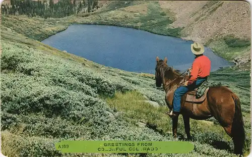 Colorado Ansichten Allgemein Cowboy with Horse (zu Pferd) in Colorado USA 1970