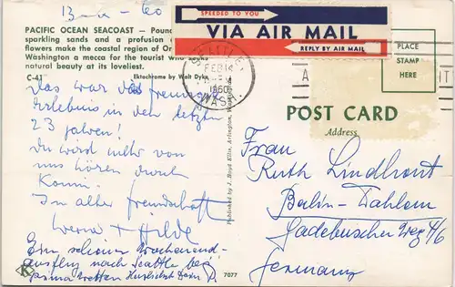 Washington (State) PACIFIC OCEAN SEACOAST Washington State USA 1960