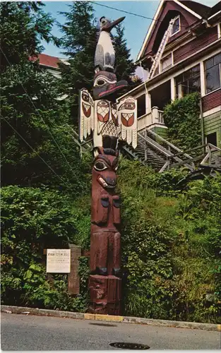 Alaska Kyan Totem Pole, Saxman Park at Ketchikan Alaska USA (Totemphal) 1970