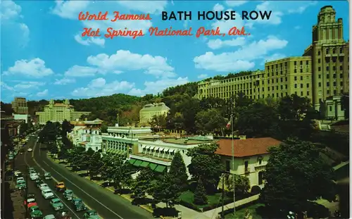 Hot Springs Central Avenue and Magnolia bordered Bath House, USA 1980