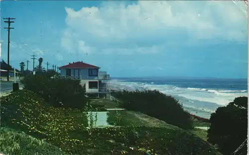 Postcard Carlsbad (CA) Ortsansicht Town View Beach Coast Line, USA 1962
