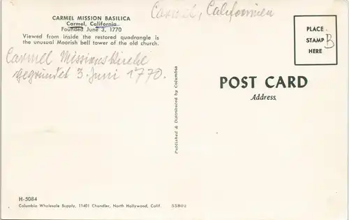 Kalifornien CARMEL MISSION BASILICA California USA Kalifornien 1970