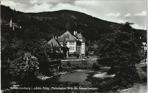 Schwarzenberg (Erzgebirge) Malerischer Blick Partie am Schwarzwasser 1939