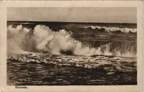 Ansichtskarte .Mecklenburg-Vorpommern Ostsee Allgemein Wellen Sturzsee 1921   gelaufen mit Stempel WIEK Rügen