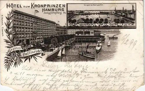 Hamburg HOTEL ZUM KRONPRINZEN Jungfernstieg 1899   BEENDORF  Ankunftsstempel