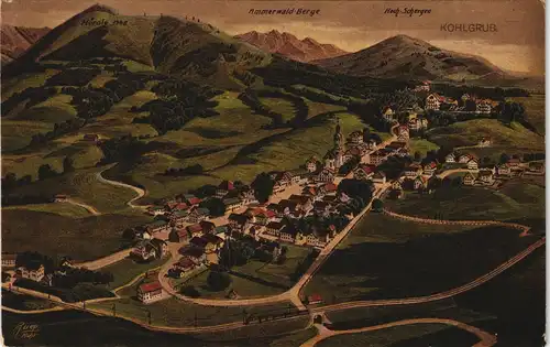 Bad Kohlgrub Panorama-Ansicht Umland-Ansicht bis Ammerwald Berge 1920