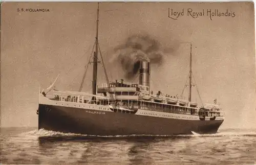 Ansichtskarte  Dampfer S.S. HOLLANDIA Lloyd Roayl Hollandais 1928