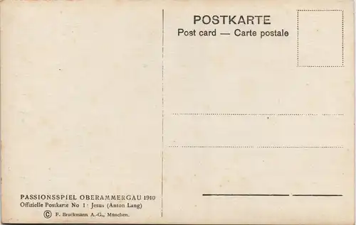 Oberammergau Offizielle Postkarte No 1: Jesus (Anton Lang) Passionsspiele 1910