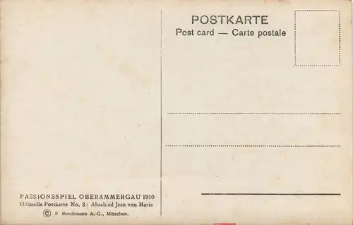 Oberammergau Oilizielle Postkarte  Abschied Jesu   Maria Passionsspiele 1910