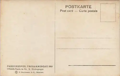 Oberammergau Offizielle Postkarte No. 10: Kindergruppe Passionsspiele 1910
