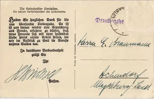 Ansichtskarte Nienstedten-Hamburg Nienstedter Anstalten Kartoffelschäler 1919