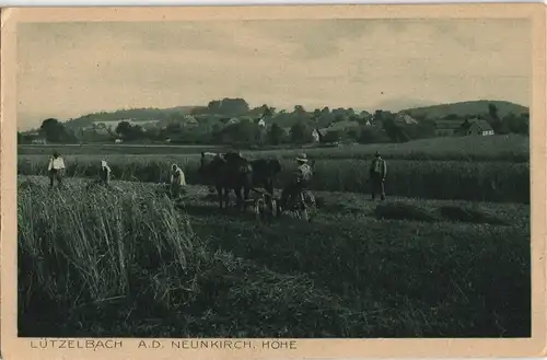 Ansichtskarte Lützelbach Bauern bei der Ernte - Stadt 1927