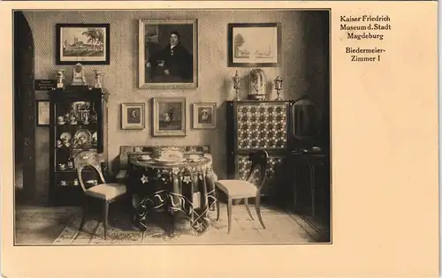 Ansichtskarte Magdeburg Kaiser-Friedrich-Museum - Biedermeier Zimmer I 1923