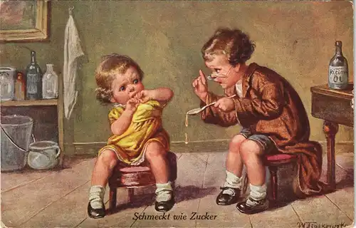 Kinder als Erwachsene - Künstlerkarte - schmeckt wie Zucker 1927